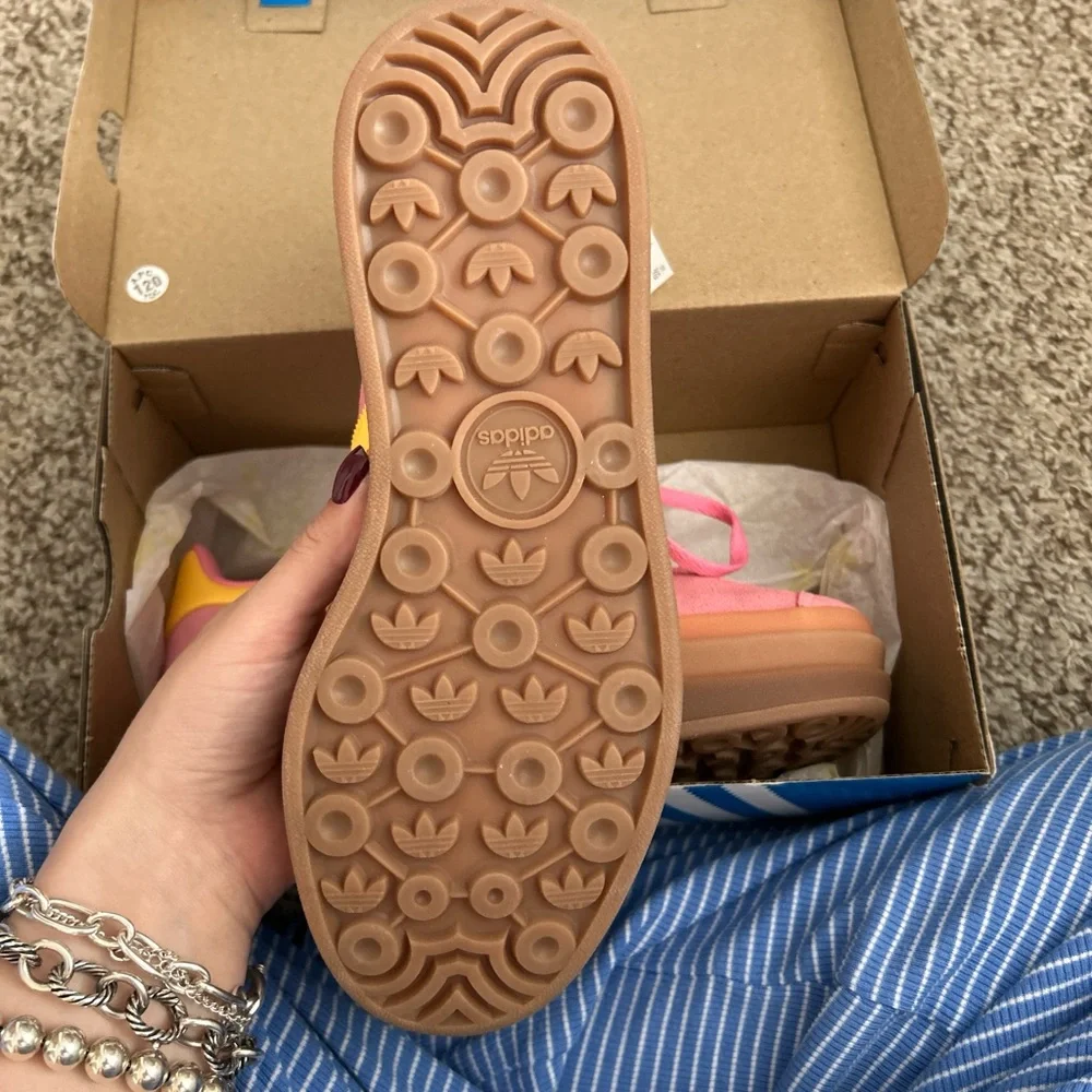 adidas Pink & Yellow Suede Sneakers with Gum Sole